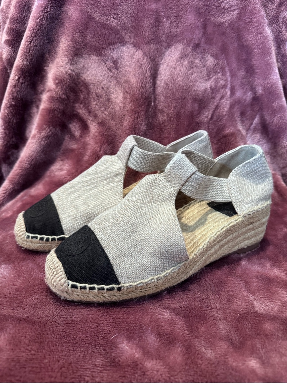 EUC Tory Burch Wedge Espadrille Sandals - Size 6.5